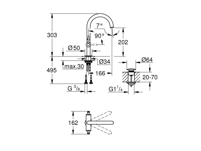 GROHE Lavaboarmatur Atrio L-Size 1/2", Steel, Hebelgriffe 2 GROHE Lavaboarmatur Atrio L-Size 1/2", Steel, Hebelgriffe – Bild 2