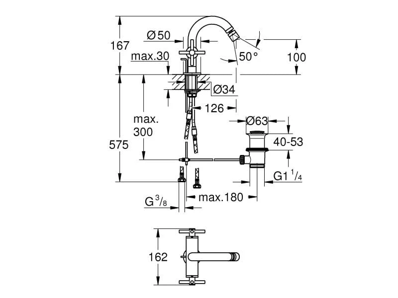 GROHE Lavaboarmatur Atrio L-Size 1/2", Chrom, Hebelgriffe 2 GROHE Lavaboarmatur Atrio L-Size 1/2", Chrom, Hebelgriffe – Bild 2