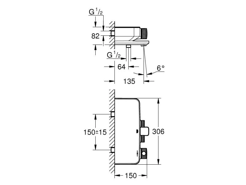 GROHE Badewannenarmatur Grohtherm SmartControl 1/2", Chrom 2 GROHE Badewannenarmatur Grohtherm SmartControl 1/2", Chrom – Bild 2