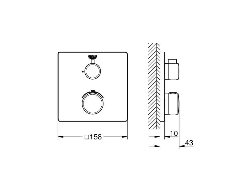 GROHE Duscharmatur Grohtherm 43 mm, Chrom 2 GROHE Duscharmatur Grohtherm 43 mm, Chrom – Bild 2
