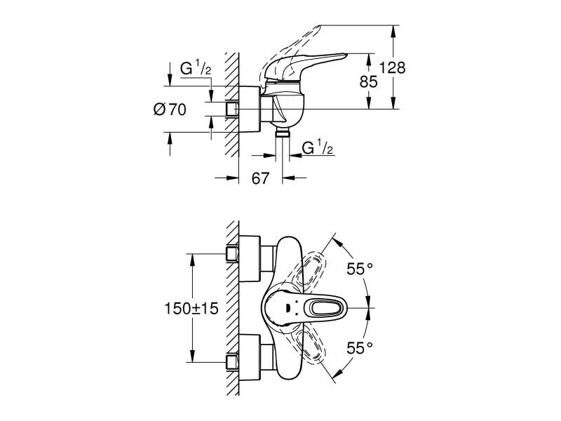 GROHE Duscharmatur Eurostyle 1/2", Chrom 2 GROHE Duscharmatur Eurostyle 1/2", Chrom – Bild 2