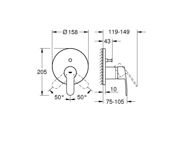 GROHE Badewannenarmatur Eurostyle Cosmopolitan 46 mm, Chrom 2 GROHE Badewannenarmatur Eurostyle Cosmopolitan 46 mm, Chrom – Bild 2