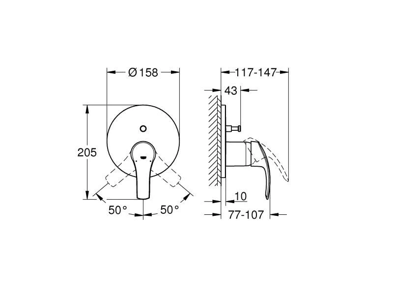 GROHE Badewannenarmatur Eurosmart 46 mm, Chrom 2 GROHE Badewannenarmatur Eurosmart 46 mm, Chrom – Bild 2