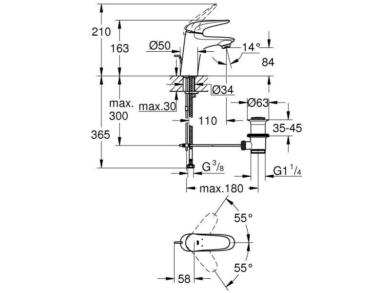 GROHE Lavaboarmatur Eurostyle S-Size, Chrom, geschlossener Griff 4 GROHE Lavaboarmatur Eurostyle S-Size, Chrom, geschlossener Griff – Bild 4