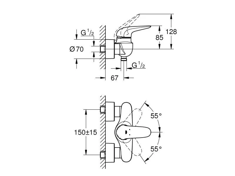 GROHE Duscharmatur Eurostyle 1/2", Chrom 2 GROHE Duscharmatur Eurostyle 1/2", Chrom – Bild 2