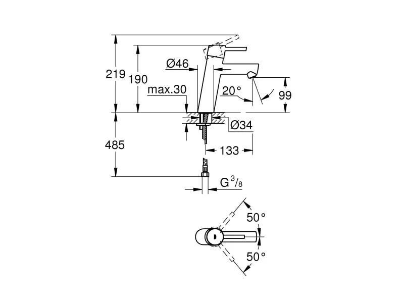 GROHE Lavaboarmatur Concetto M-Size 1/2", Chrom 2 GROHE Lavaboarmatur Concetto M-Size 1/2", Chrom – Bild 2