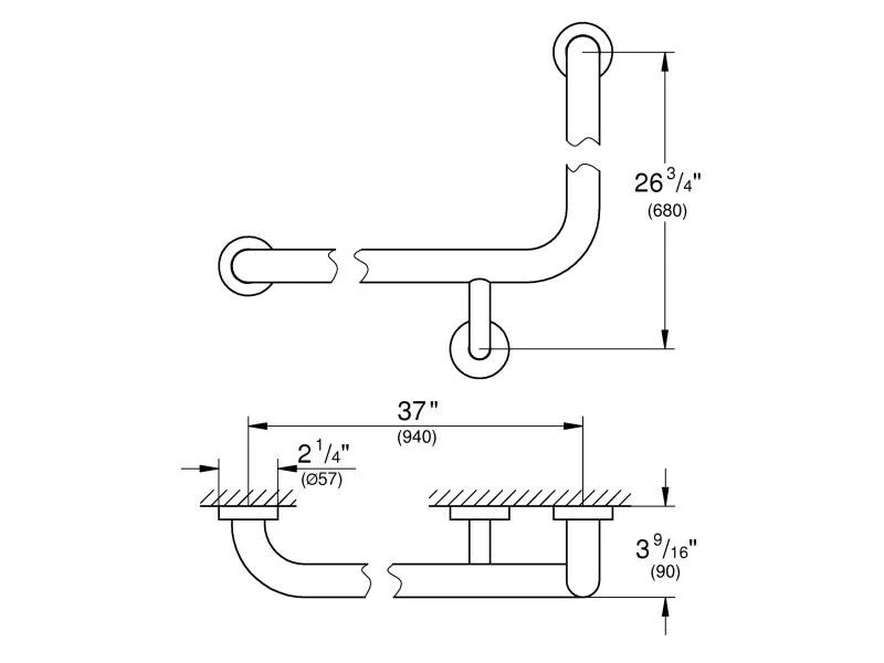 GROHE Wannengriff Essentials 94 x 68 cm, Chrom 2 GROHE Wannengriff Essentials 94 x 68 cm, Chrom – Bild 2