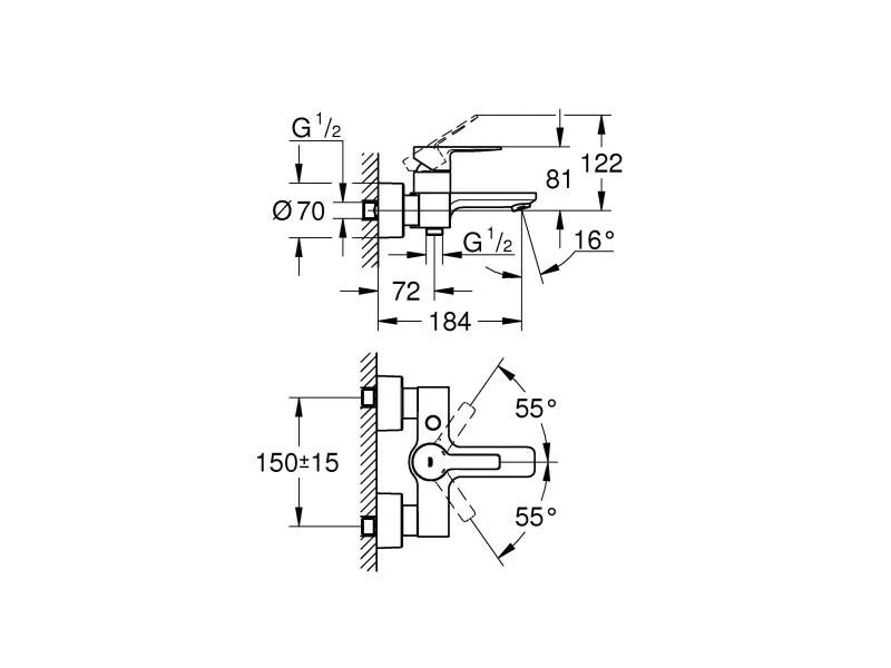 GROHE Badewannenarmatur Lineare 1/2", Chrom 2 GROHE Badewannenarmatur Lineare 1/2", Chrom – Bild 2