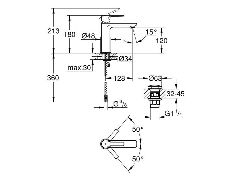 GROHE Lavaboarmatur Lineare S-Size 1/2", Chrom 2 GROHE Lavaboarmatur Lineare S-Size 1/2", Chrom – Bild 2