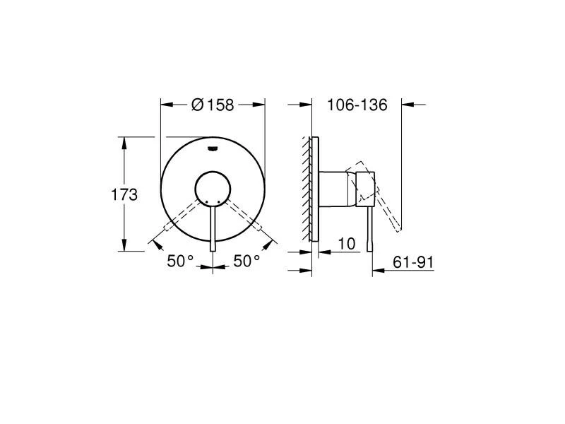 GROHE Duscharmatur Essence 46 mm, Chrom 2 GROHE Duscharmatur Essence 46 mm, Chrom – Bild 2