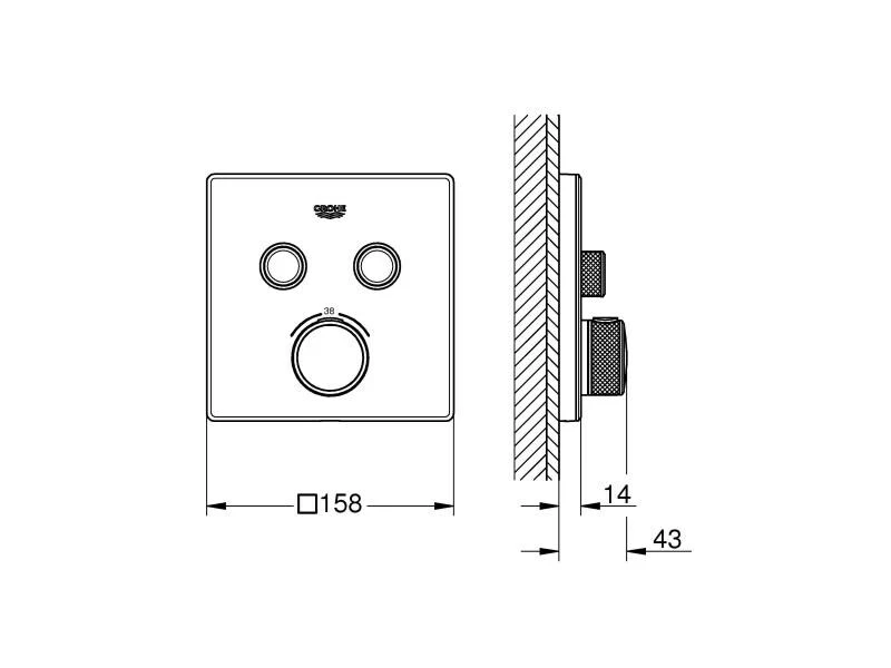 GROHE Duscharmatur Grohtherm SmartControl 43 mm, Weiss 2 GROHE Duscharmatur Grohtherm SmartControl 43 mm, Weiss – Bild 2