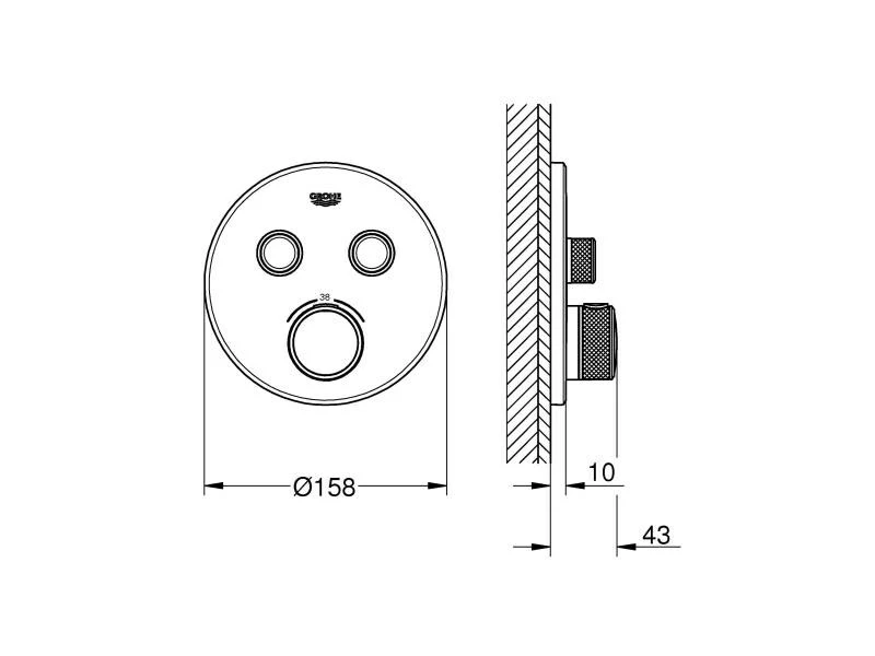 GROHE Duscharmatur Grohtherm SmartControl 43 mm, Chrom 2 GROHE Duscharmatur Grohtherm SmartControl 43 mm, Chrom – Bild 2