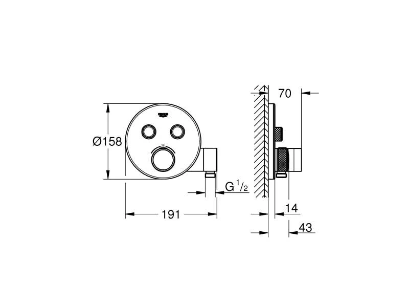 GROHE Duscharmatur Grohtherm SmartControl 43 mm 2 GROHE Duscharmatur Grohtherm SmartControl 43 mm – Bild 2