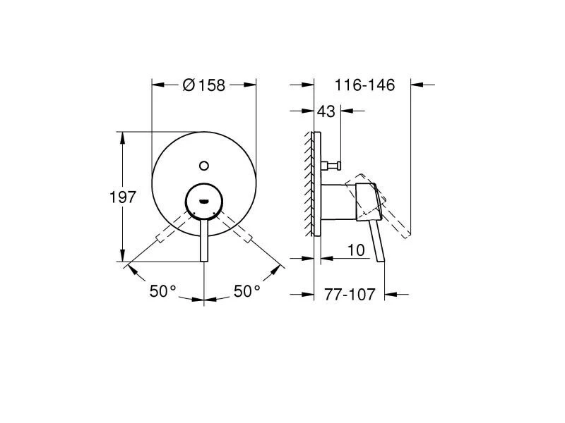 GROHE Badewannenarmatur Concetto 46 mm, Chrom 2 GROHE Badewannenarmatur Concetto 46 mm, Chrom – Bild 2