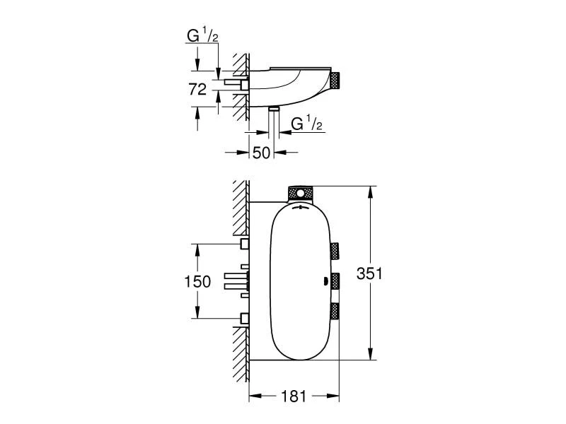 GROHE Duscharmatur Grohtherm SmartControl 1/2", Chrom, 3 Ventile 2 GROHE Duscharmatur Grohtherm SmartControl 1/2", Chrom, 3 Ventile – Bild 2