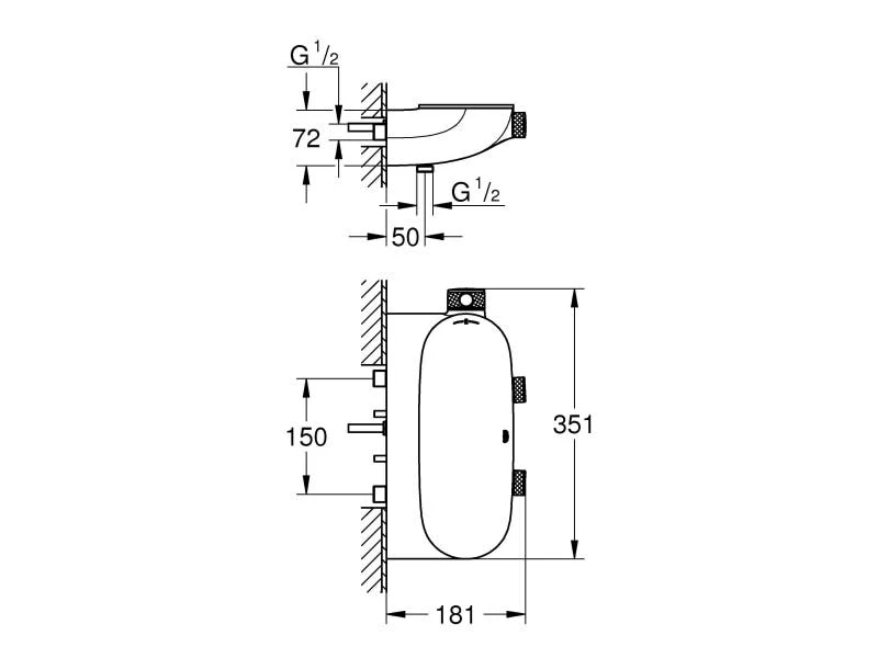 GROHE Duscharmatur Grohtherm SmartControl 1/2", Chrom, 2 Ventile 2 GROHE Duscharmatur Grohtherm SmartControl 1/2", Chrom, 2 Ventile – Bild 2