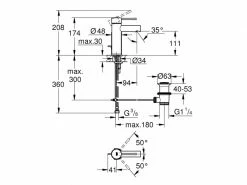 GROHE Lavaboarmatur Essence S, 1/2", Chrom, mit Zugstange, gerade -Angebote Bad & Sanitär Store 53380333 xxl