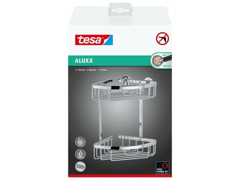 Tesa Bad-Utensilienhalter Aluxx Eckablagekorb, zweistöckig 2 Tesa Bad-Utensilienhalter Aluxx Eckablagekorb, zweistöckig – Bild 2