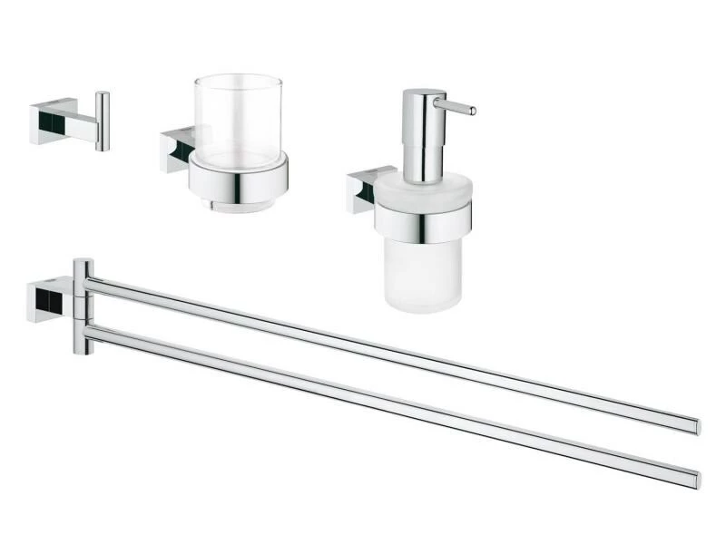 GROHE Badezimmer-Set Essentials Cube Chrom, 4 in 1 1 GROHE Badezimmer-Set Essentials Cube Chrom, 4 in 1