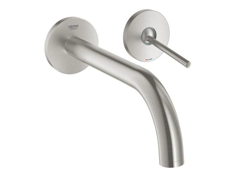 GROHE Lavaboarmatur Atrio Steel, Wandmontage, Hebelgriff 1 GROHE Lavaboarmatur Atrio Steel, Wandmontage, Hebelgriff