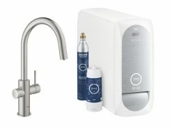 GROHE Küchenarmatur Blue Home C-Auslauf, Starter Kit, Supersteel